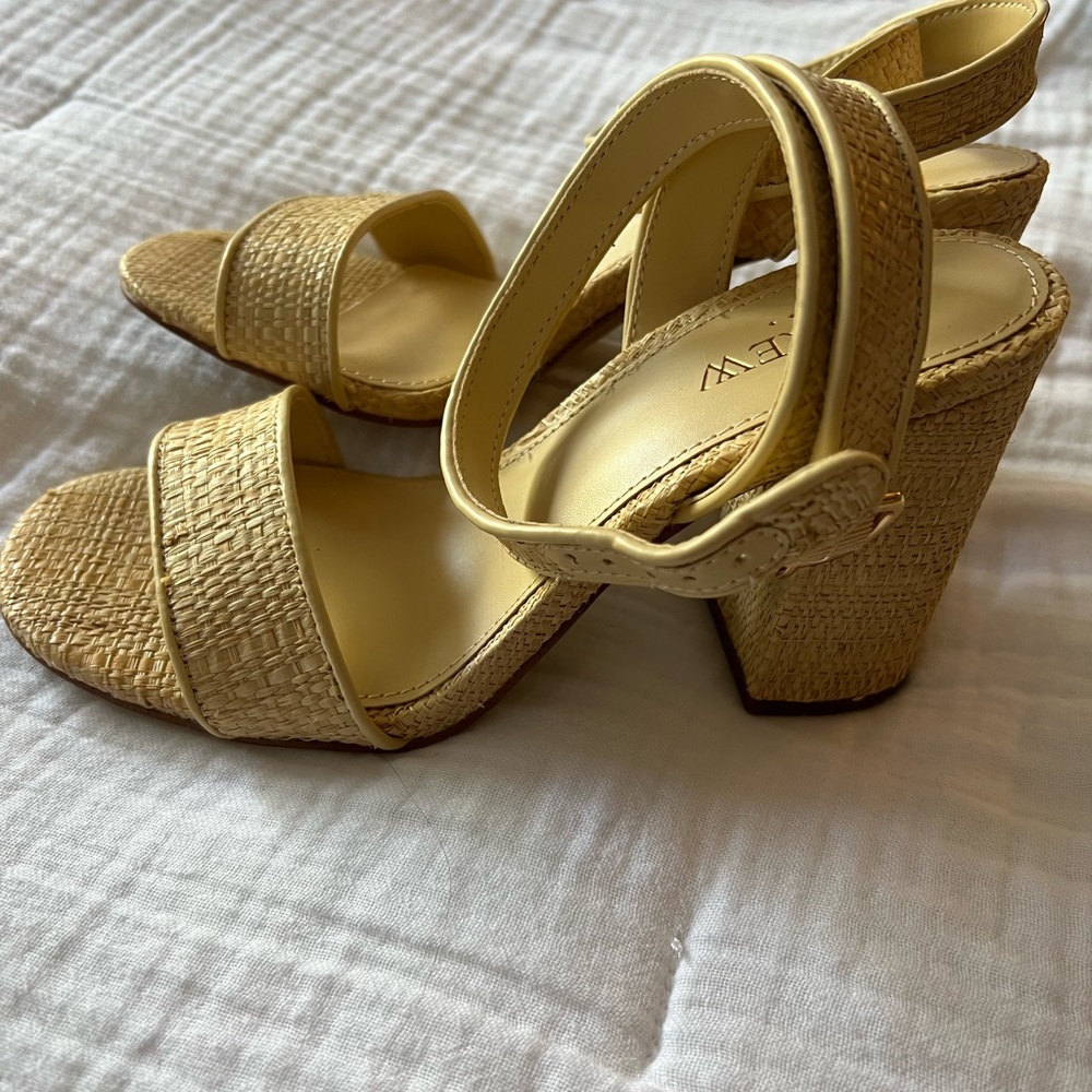 J. Crew Factory Raffia block heels